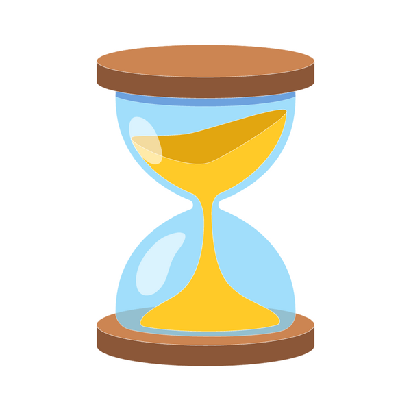 Image of an hourglass draining sand into the bottom half